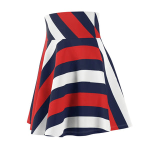 Patriotic Red White & Blue Striped Skater Skirt - Skirts
