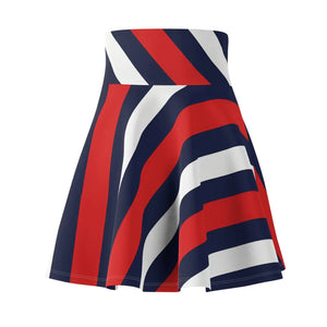 Patriotic Red White & Blue Striped Skater Skirt - Skirts