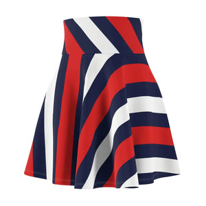 Patriotic Red White & Blue Striped Skater Skirt - Skirts