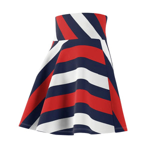 Patriotic Red White & Blue Striped Skater Skirt - Skirts