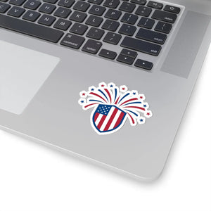 Patriotic Shield Fireworks Sticker American Flag Kiss-cut Decal for 4th of July - Decorative Stickers