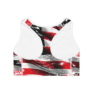 Blue Flag Print Patriotic Sports Bra Ultimate Support - Dipaliz - Bras