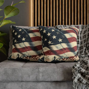 Home Decor - Vintage American Flag Square Pillowcase - Bold Patriotic Style - Dipaliz 20’’ ×