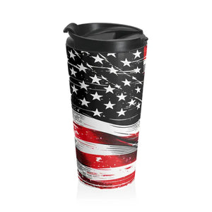 Steel Travel Mug - American Flag Print Patriotic - Dipaliz - 15oz - Thermoses