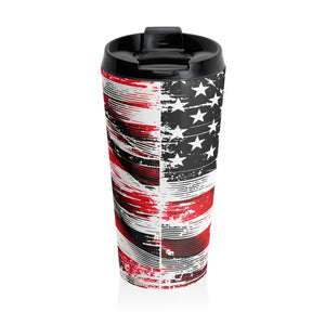 Steel Travel Mug - American Flag Print Patriotic - Dipaliz - 15oz - Thermoses