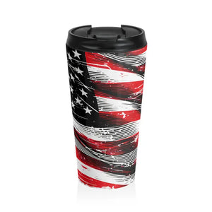 Steel Travel Mug - American Flag Print Patriotic - Dipaliz - 15oz - Thermoses