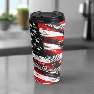 Steel Travel Mug - American Flag Print Patriotic - Dipaliz - 15oz - Thermoses
