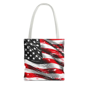 American Flag Tote Polyester Canvas Bag Bold Stars - Dipaliz - 13’’ × / White - Shopping Totes