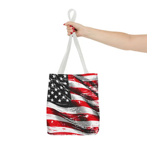 American Flag Tote Polyester Canvas Bag Bold Stars - Dipaliz - Shopping Totes
