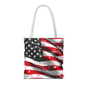 American Flag Tote Polyester Canvas Bag Bold Stars - Dipaliz - Shopping Totes