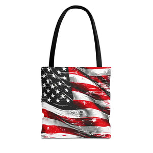 American Flag Tote Polyester Canvas Bag Bold Stars - Dipaliz - 13’’ × / Black - Shopping Totes
