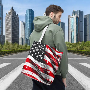 American Flag Tote Polyester Canvas Bag Bold Stars - Dipaliz - 16’’ × / White - Shopping Totes