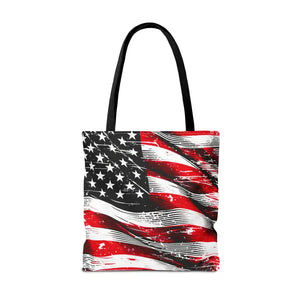 American Flag Tote Polyester Canvas Bag Bold Stars - Dipaliz - Shopping Totes