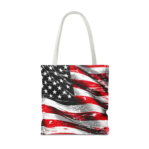 American Flag Tote Polyester Canvas Bag Bold Stars - Dipaliz - Shopping Totes