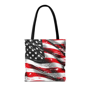 American Flag Tote Polyester Canvas Bag Bold Stars - Dipaliz - Shopping Totes