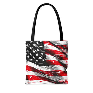 American Flag Tote Polyester Canvas Bag Bold Stars - Dipaliz - Shopping Totes
