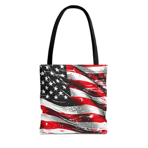 Vibrant American Flag Tote - Polyester Canvas Bag - Dipaliz - Shopping Totes
