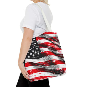 Vibrant American Flag Tote - Polyester Canvas Bag - Dipaliz - Shopping Totes