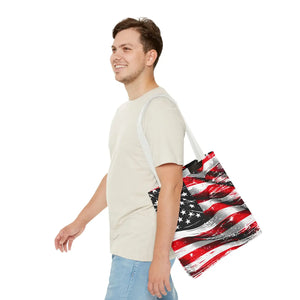 Vibrant American Flag Tote - Polyester Canvas Bag - Dipaliz - Shopping Totes