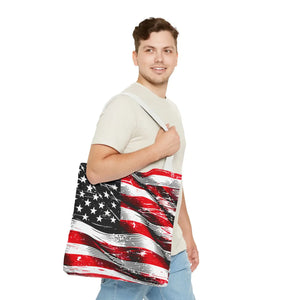 Vibrant American Flag Tote - Polyester Canvas Bag - Dipaliz - Shopping Totes