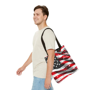 Vibrant American Flag Tote - Polyester Canvas Bag - Dipaliz - Shopping Totes