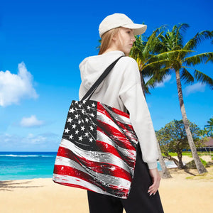 Vibrant American Flag Tote - Polyester Canvas Bag - Dipaliz - Shopping Totes