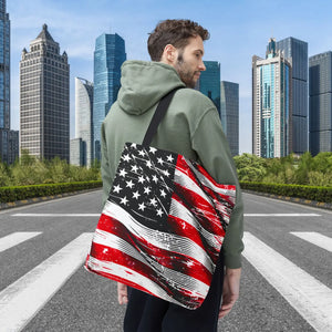 Vibrant American Flag Tote - Polyester Canvas Bag - Dipaliz - Shopping Totes