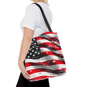 Vibrant American Flag Tote - Polyester Canvas Bag - Dipaliz - Shopping Totes