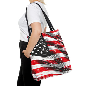 Vibrant American Flag Tote - Polyester Canvas Bag - Dipaliz - Shopping Totes