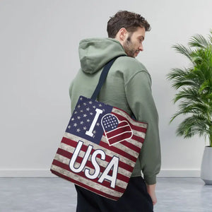 Patriotic Tote Bag - Summer Beach Spacious Organizer - Dipaliz - 16’’ × / Navy - Shopping Totes