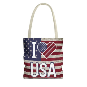 Patriotic Tote Bag - Usa Heart Summer Beach - Dipaliz - Shopping Totes