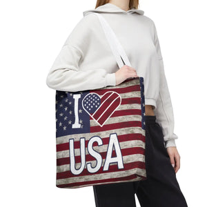 Patriotic Tote Bag - Usa Heart Summer Beach - Dipaliz - Shopping Totes