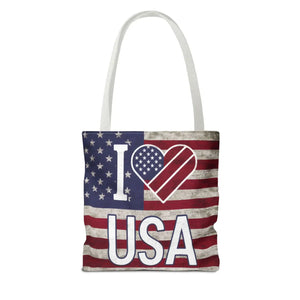 Patriotic Tote Bag - Usa Heart Summer Beach - Dipaliz - Shopping Totes
