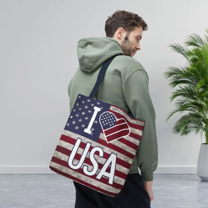 Patriotic Tote Bag - Usa Heart Summer Beach - Dipaliz - Shopping Totes