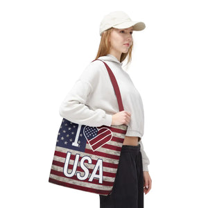 Patriotic Tote Bag - Usa Heart Summer Beach - Dipaliz - Shopping Totes