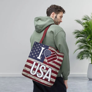 Patriotic Tote Bag - Usa Heart Summer Beach - Dipaliz - Shopping Totes