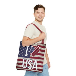 Patriotic Tote Bag - Usa Heart Summer Beach - Dipaliz - Shopping Totes