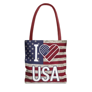Patriotic Tote Bag - Usa Heart Summer Beach - Dipaliz - Shopping Totes