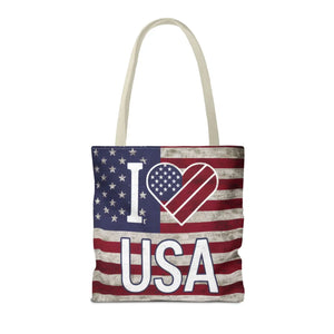 Patriotic Tote Bag - Usa Heart Summer Beach - Dipaliz - Shopping Totes