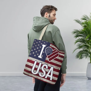 Patriotic Tote Bag - Usa Heart Summer Beach - Dipaliz - Shopping Totes