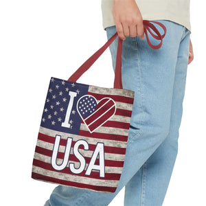Patriotic Tote Bag - Usa Heart Summer Beach - Dipaliz - Shopping Totes