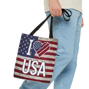 Patriotic Tote Bag - Usa Heart Summer Beach - Dipaliz - Shopping Totes