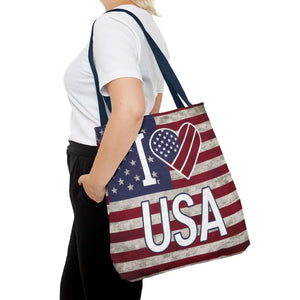 Patriotic Tote Bag - Usa Heart Summer Beach - Dipaliz - Shopping Totes
