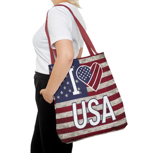 Patriotic Tote Bag - Usa Heart Summer Beach - Dipaliz - Shopping Totes