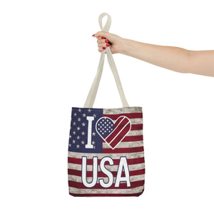 Patriotic Tote Bag - Usa Heart Summer Beach - Dipaliz - Shopping Totes