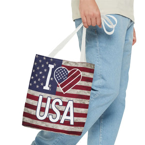 Patriotic Tote Bag - Usa Heart Summer Beach - Dipaliz - Shopping Totes