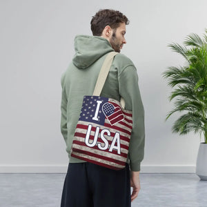 Patriotic Tote Bag - Usa Heart Summer Beach - Dipaliz - Shopping Totes