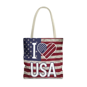 Patriotic Tote Bag - Usa Heart Summer Beach - Dipaliz - Shopping Totes