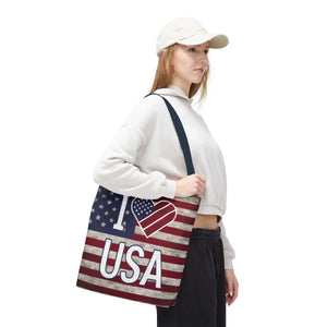 Patriotic Tote Bag - Usa Heart Summer Beach - Dipaliz - Shopping Totes