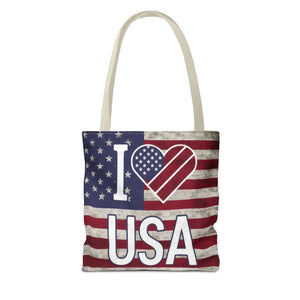 Patriotic Tote Bag - Usa Heart Summer Beach - Dipaliz - Shopping Totes